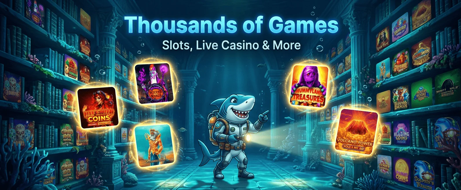 Popular slots and live dealer games at Winshark Canada